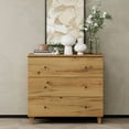 thumbnail image 1 of Bedroom Dresser with 3 Drawers, Mid-Century Modern Small Dresser, Oak Brown Wood Chest of Drawers with Solid Wood Legs, 36", 1 of 5