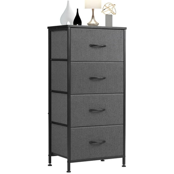 Bedroom Dresser with 4 Drawers and Sturdy Steel Frame, Modern Multi-Functional Storage Cabinet for Closet, Entryway, Dorm Room, Living Room, Gray
