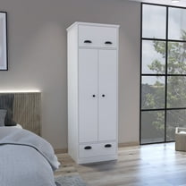 Bedroom Dressers Falkland Armoire with 1 Drawer and 1 Hinged Drawer with Handles White,Chests For Bedroom