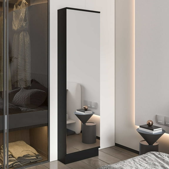 Bedroom Dressers Ruan XL Shoe Rack, Mirror, Five Interior Shelves, Single Door Cabinet,Chests For Bedroom