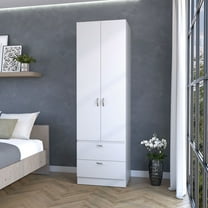Bedroom Dressers Tall Mayer Wardrobe in Melamine with Two Doors and Two Drawers,Chests For Bedroom
