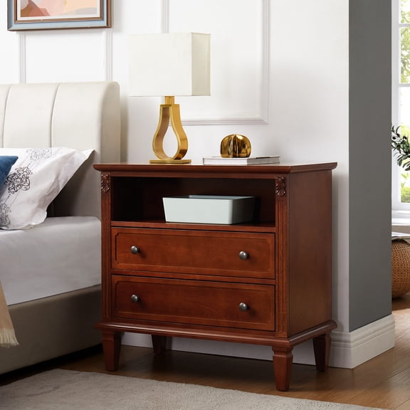 Bedroom End Table | Open Space & Drawer Storage | High - quality Wood Work | Store Items & Charge Devices