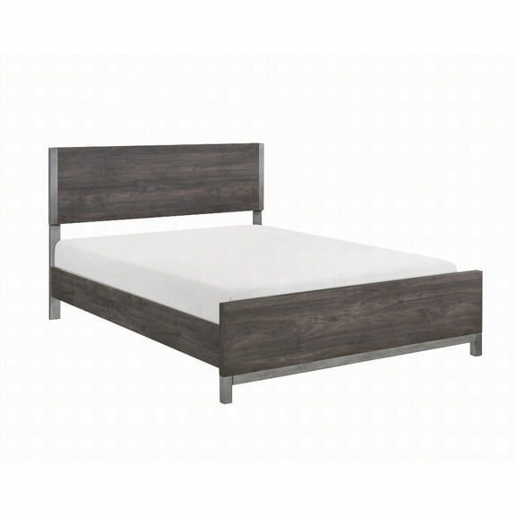 Queen Size Metal Platform Bed Frame with Brownish Gray and Antique Silver Finish, No Box Spring Needed for Master Bedroom