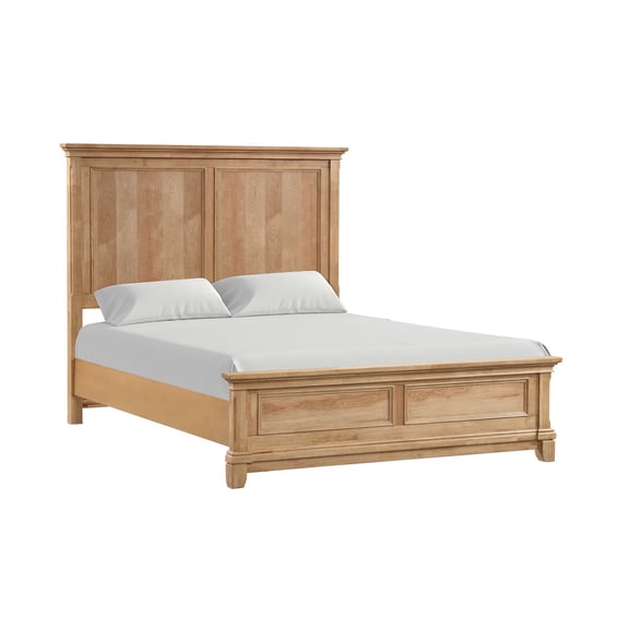 Bedroom Furniture Farmhouse Style 1Pc Full Size Bed Plank Headboard Natural Oak Finish Bedframe
