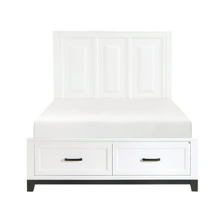 Bedroom Furniture: Queen Platform Bed With Storage In White Wood Size Storage, Finish Wooden Item