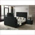 thumbnail image 1 of Bedroom Furniture Set, King Size Bed with Integrated TV Lift & 2 Nightstands, Modern Black Velvet Upholstery | Black | Fabric, 1 of 13