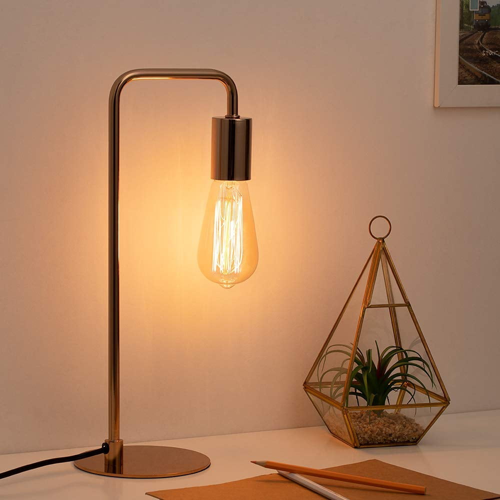 Bedroom, Guest Room, Rose Gold Industrial Table Lamp For Bedside