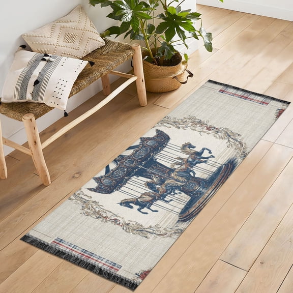 Bedroom Hallway Indoor Outdoor Mat With Rubber Backing Runner Rug Long Carousel