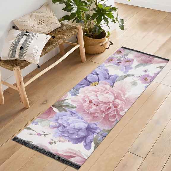 Bedroom Hallway Indoor Outdoor Mat With Rubber Backing Runner Rug Long Lavender