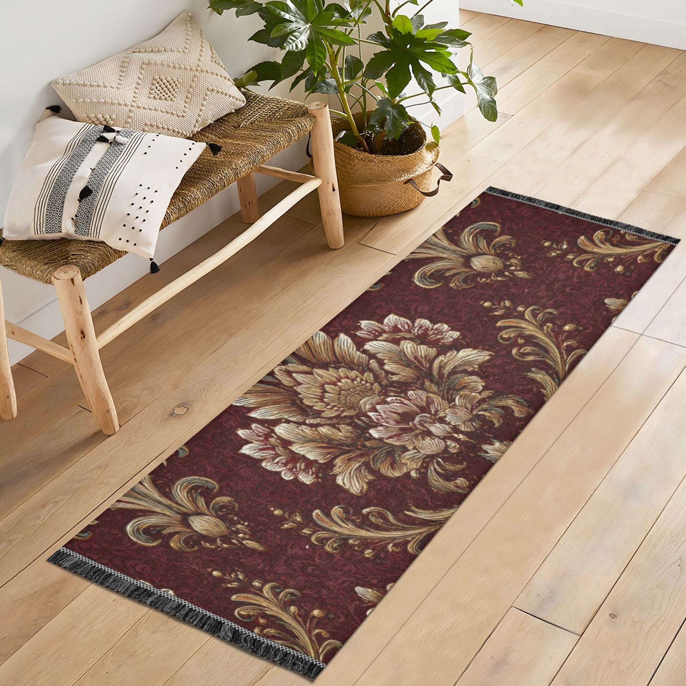 Bedroom Hallway Indoor Outdoor Mat With Rubber Backing Runner Rug Long Luxurious Style