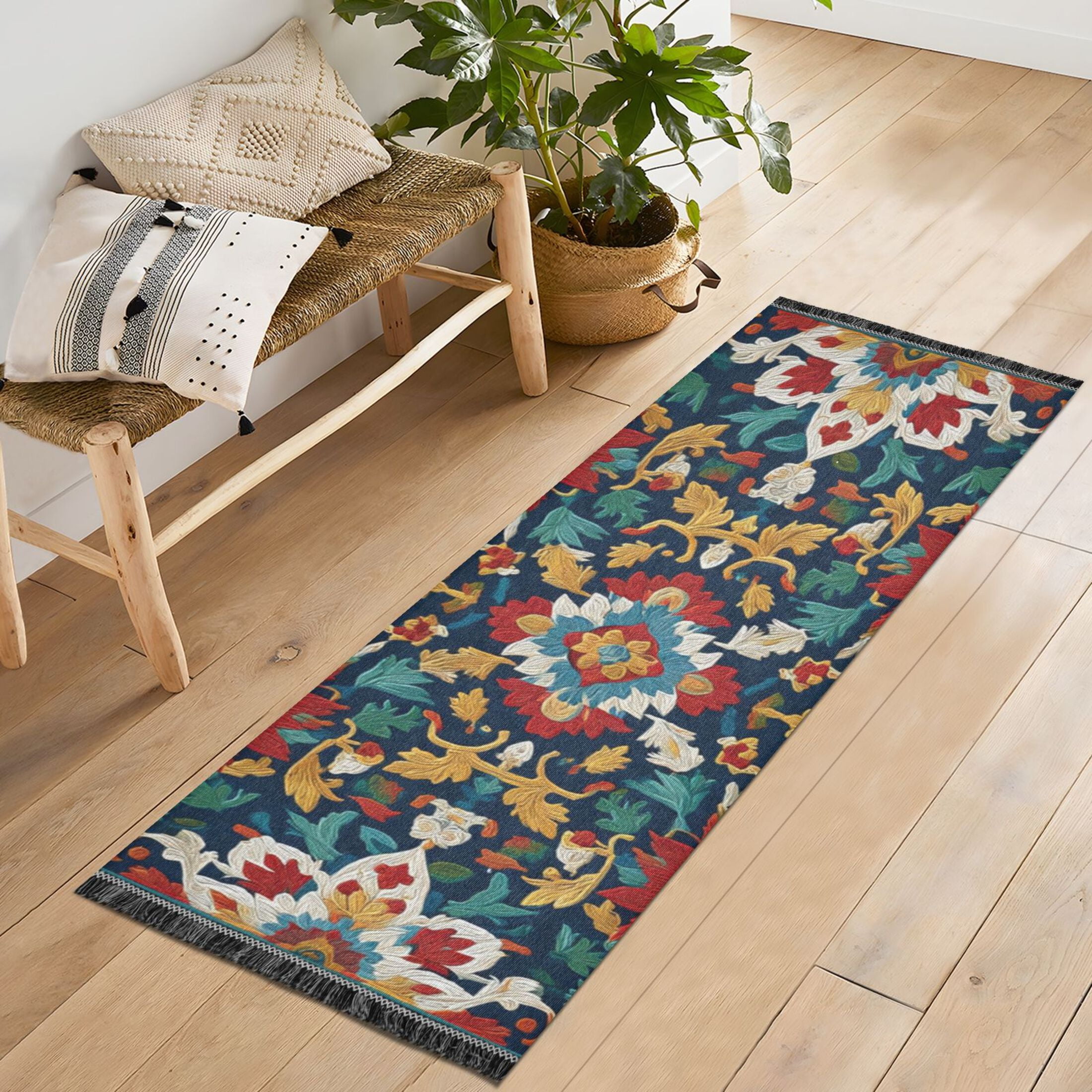 Bedroom Hallway Indoor Outdoor Mat With Rubber Backing Runner Rug Long Persian Pattern