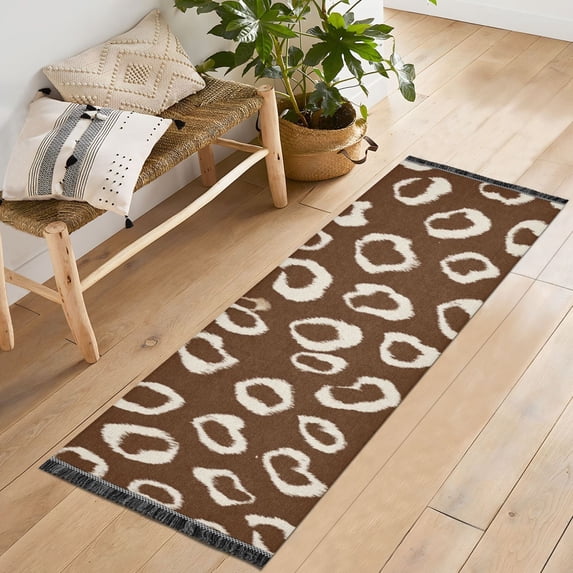 Bedroom Hallway Indoor Outdoor Mat With Rubber Backing Runner Rug Long Repeating Pattern Design