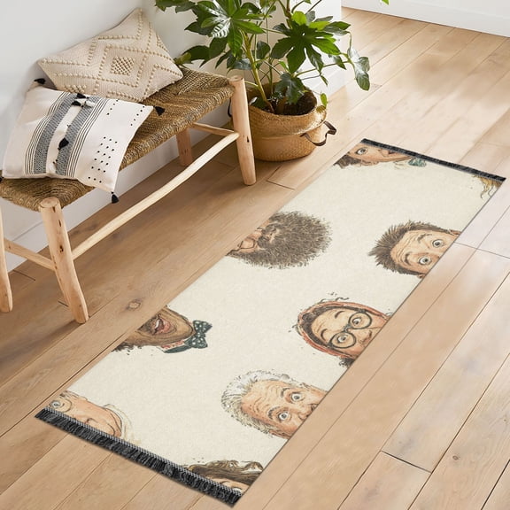 Bedroom Hallway Indoor Outdoor Mat With Rubber Backing Runner Rug Long Shocking Faces