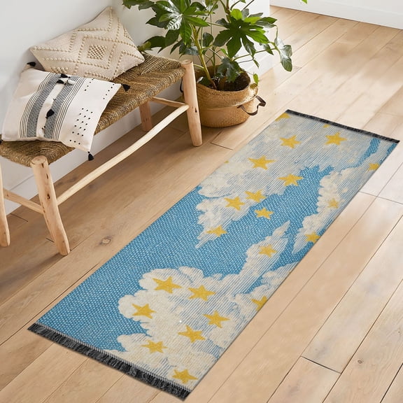 Bedroom Hallway Indoor Outdoor Mat With Rubber Backing Runner Rug Long Simple Graphic Design