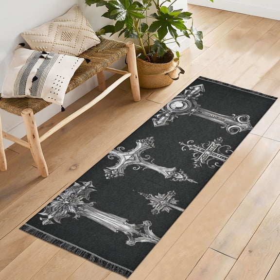 Bedroom Hallway Indoor Outdoor Mat With Rubber Backing Runner Rug Long The Cross Designs