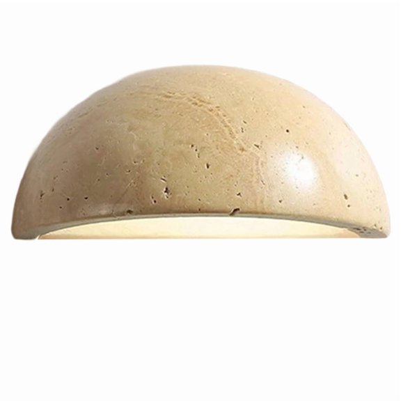 Bedroom Hallway Wall Light - Half Circle Natural Stone LED Lamp, 220V, Cloudstone Finish, 1 Pack
