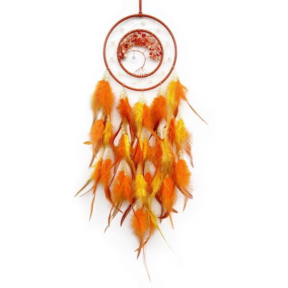 Bedroom Handmade Dreamcatchers Ornament with Feathered Tassels and Glowing in Dark Beads for Home Aesthetic