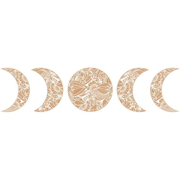 Bedroom Home Art Earth's Natural Satellite Decor Floral Moon Adhesive Wall Decal Design - 17" x 20" Removable Living Room Vinyl Sticker Lunar Phases Eclipses Crescents Astronomical Body Decoration
