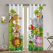 Bedroom Kitchen Curtain Cartoon Zoo Animals Collection Jungle Child Window Curtains Curtains for Living Room Decorative Items