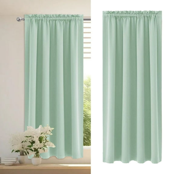 Bedroom And Kitchen Curtains Scandinavian Solid Colour Silk Curtains, Cebalnir Fire Retardant Curtain for Classroom, Rod Pocket Top, 53.9 x 41.7 inch, Pack of 1 Panel
