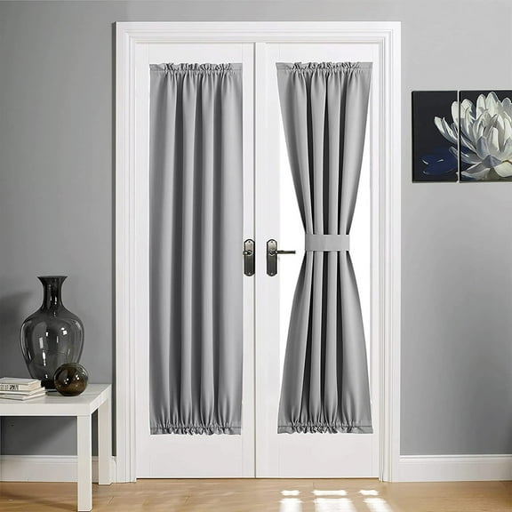 Bedroom, Kitchen, Living Room Door Curtain Width 63Cm * Height 183Cm Light Gray Polyester Curtains Color:Grey Material:Cloth