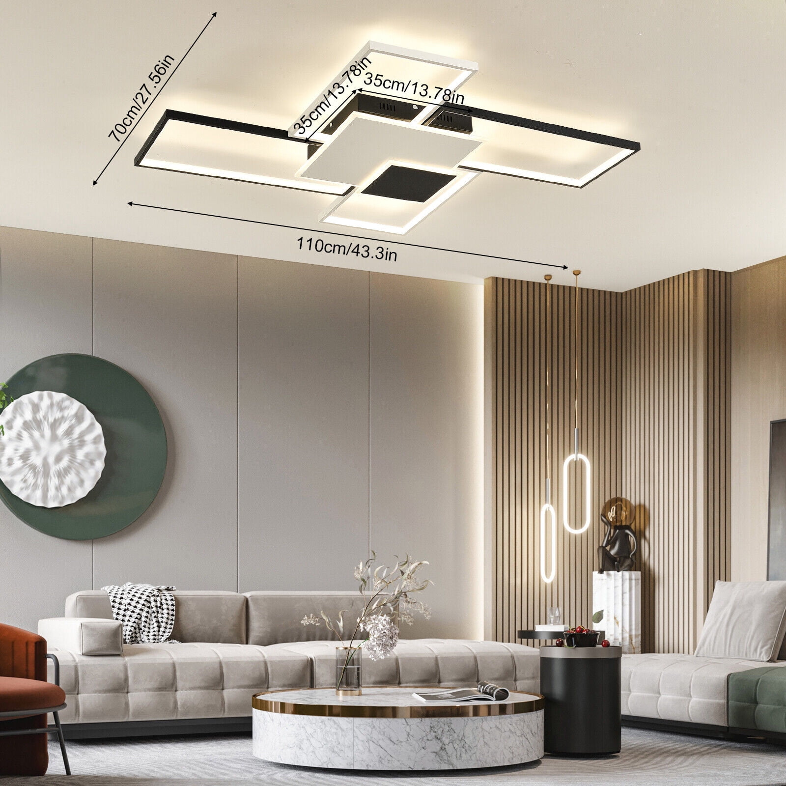 Bedroom LED Light Modern Chandelier, Flush Mount Ceiling Lamp Dimmable ...