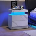 thumbnail image 1 of Bedroom Led Cabinet With Adjustable Lights - 2 Drawers & Elegant (white Modern Table For, 1 of 4