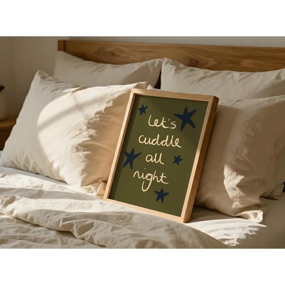 Bedroom Let S Cuddle All Night Hand Drawn Cosy Romantic Typography Star ...