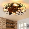 thumbnail image 1 of Bedroom Lights Caged Ceiling Fan With Light, 20'' farmhouse Low Profile Ceiling fan Lights With Remote Control, Modern Enclosed 4x E26 Bulb Ceiling Fans With Reversible Motor Living Room Bedroom Kitc, 1 of 8