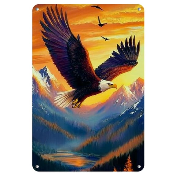 In Your Bedroom Living Room 1pc Majestic Eagle Iron Metal Sign 8X12 Inches Is Vibrant Wall Art with an Emotional Color Palette Perfect for Home Decor Or Outdoor Space Wall Art Tin Signs