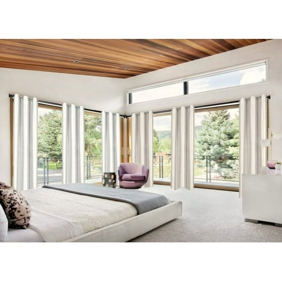 Bedroom / Living Room Blackout Adam Ivory Color 108" Long Window Curtain Thermal Drapes Home Décor set of 2 Panels
