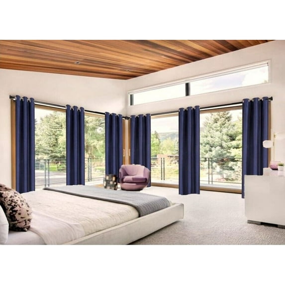 Bedroom / Living Room Blackout Adam Navy Color 108" Long Window Curtain Thermal Drapes Home Décor set of 2 Panels