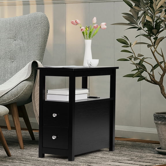 Bedroom Living Room Coffee Table With Charging: Hard To Wear Surface Charging Stand - In Black Color