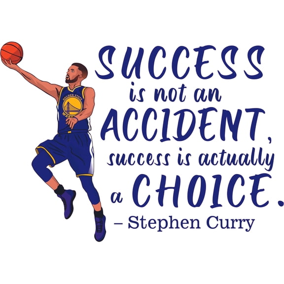 Bedroom Living Room Inspirational B-Ball Quotes Decor Removable Vinyl Home Basketball Player Design Wall Decal Sticker 18" x 28" - Success Is Not An Accident Success Is Actually A Choice