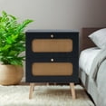 thumbnail image 1 of Bedroom & Living Room Rattan End Table - 2 Handmade Rattan Drawers, 50lbs Capacity, 1 of 15