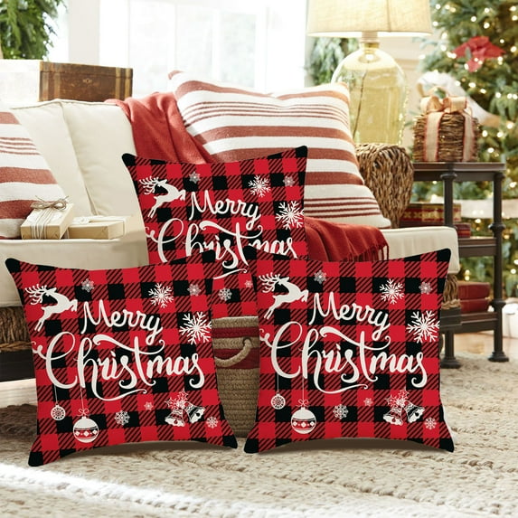 Bedroom Living Room Sofa 18 inch Christmas Pillow Cover Xmas Tree Print Pillow Case Couch Cushion Case