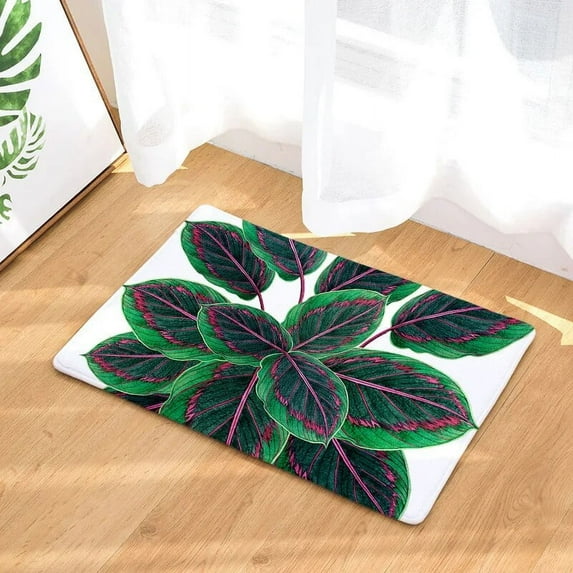 Bedroom Mat Leaves Pattern Doormat Anti-Slip Carpets for Living Room Washroom Kitchen Door Rug Green Leaves Mats