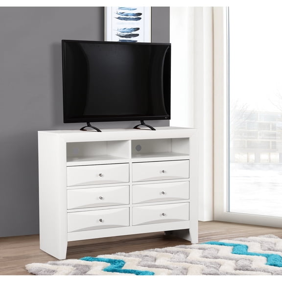 Bedroom Media Storage | Modern Design with Function | Dovetailed Drawer Construction | Pre-Built for Quick Setup