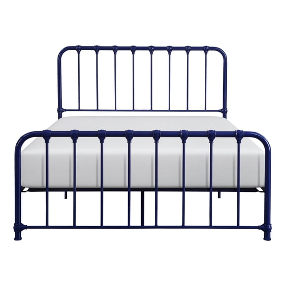 Bedroom Metal Bed, Full Size With Blue Appealing Finish Bed For A Dreamy