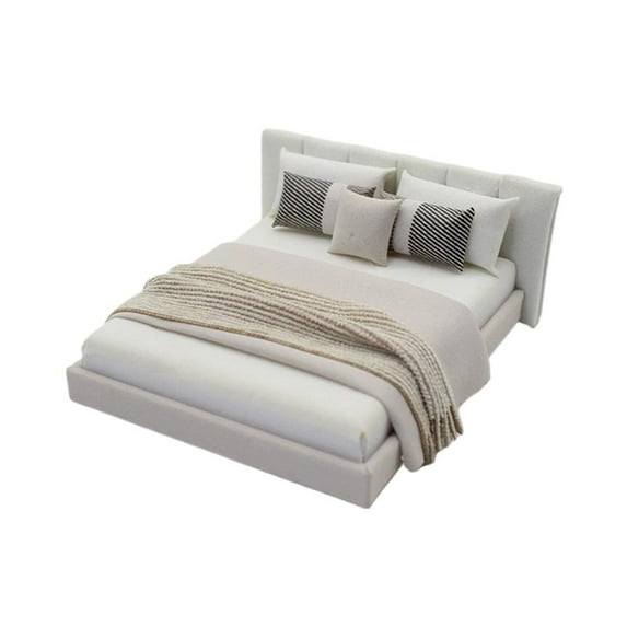 Bedroom Miniature Double Bed And Beddings New Cream Decoration Miniature bedroom dolls miniature bedroom miniature bedroom bed bedroom miniature doll bedroom miniature