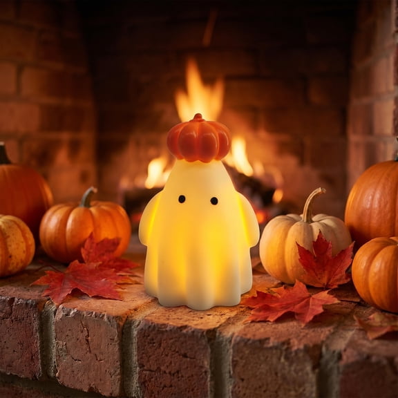 Bedroom Nightstand Office Desk Soft Spooky Halloween Decor Light, Cute Ghost Pumpkin LED Tabletop Figurine, Compact Ambient Ornament for Living Room Fall Daily Gathering Layout