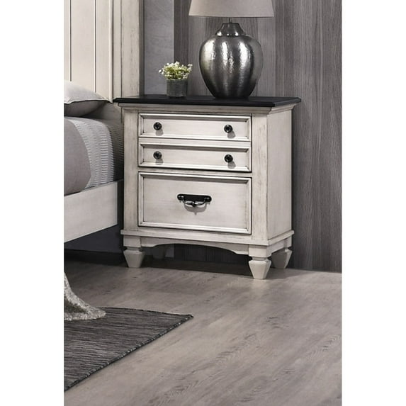 Bedroom Nightstand: Two-tone, Two Drawers, Long-lasting Quality Beautiful Nightstand In Two-tone Color Scheme: Addition
