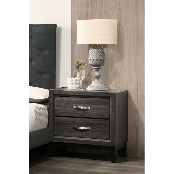 Bedroom Nightstand With 2 Drawers, Rustic Grey Oak, Solid Wood Exquisite Oak Bedside Table For Bedroom, Wood, Remarkable