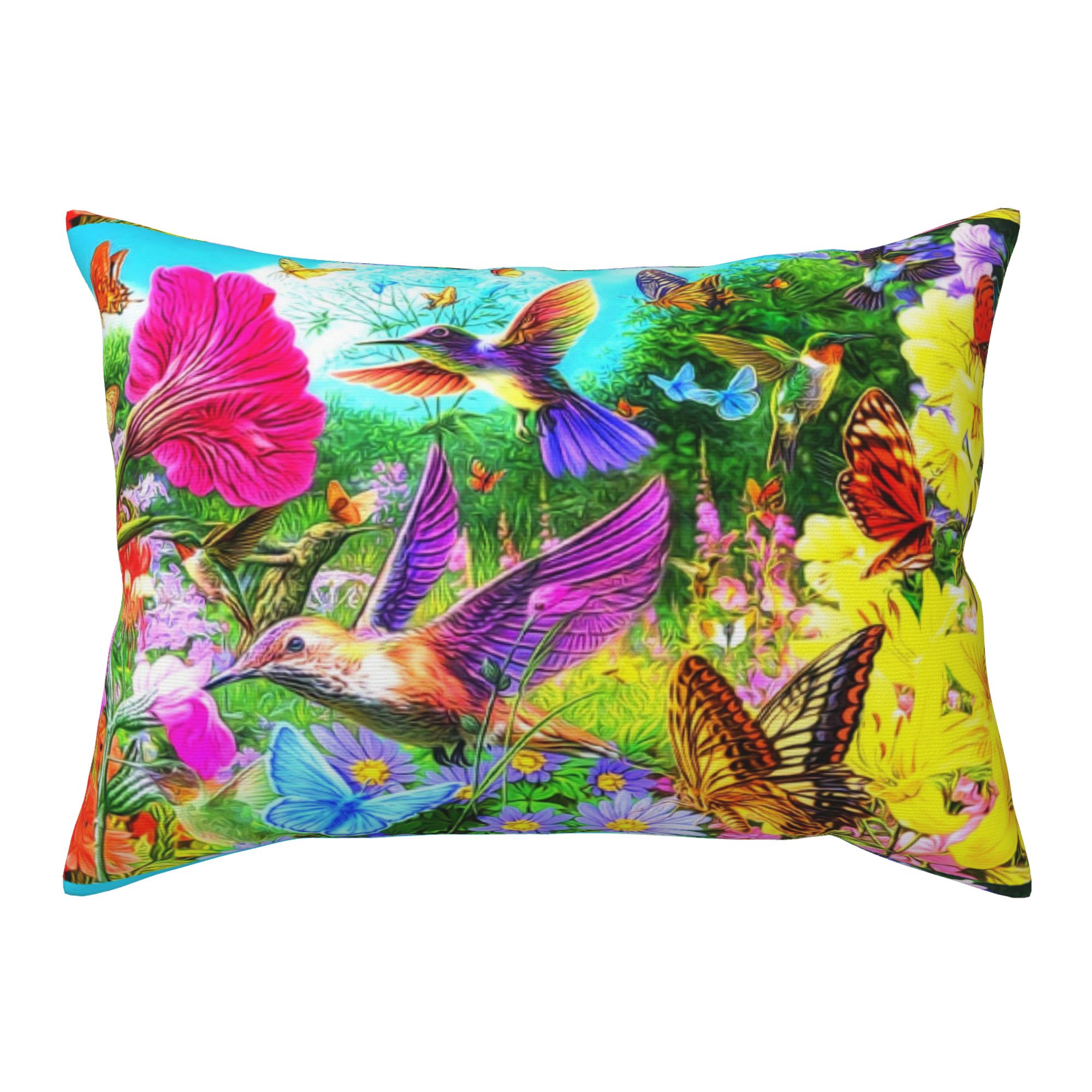 Bedroom Outdoor Decorations Rectangle Two Sides Printed Hummingbirds and Butterflies Sofa Throw