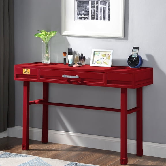 Bedroom Red 1 Vanity Desk - Functional Design 1 Drawer Industrial Inspired Feature