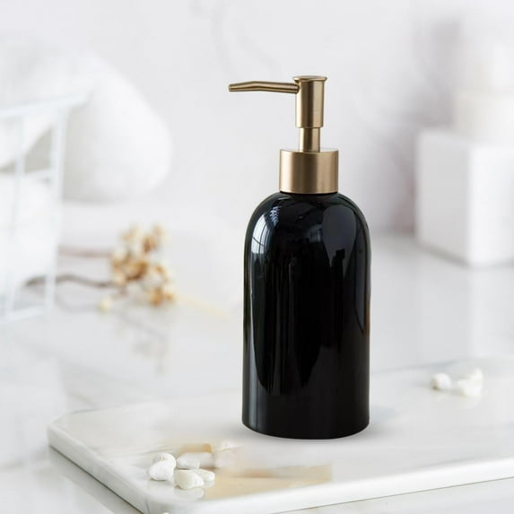 Bedroom Replacement Ceramic Soap Dispenser with Makeup Travel Manual Liquid Pump Black