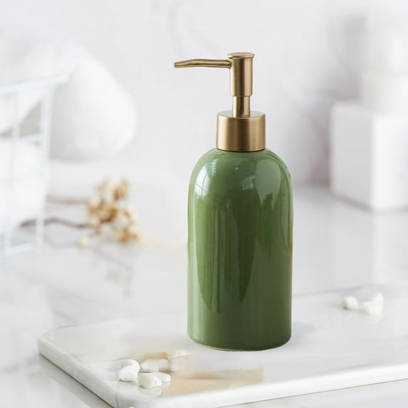 Bedroom Replacement Ceramic Soap Dispenser with Makeup Travel Manual Liquid Pump Green