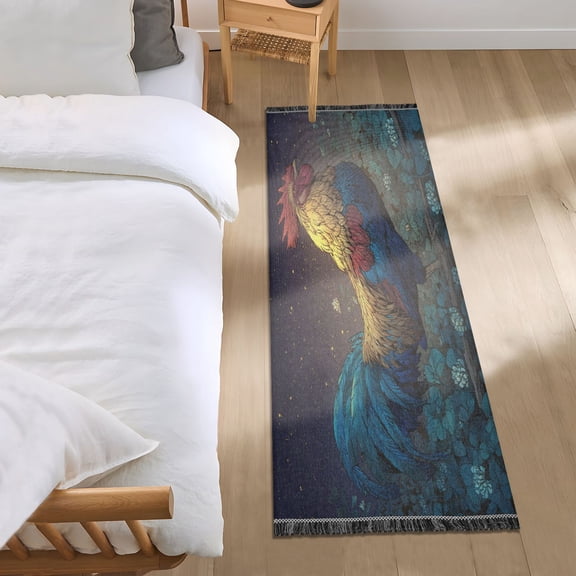 Bedroom Rug Bedroom Long Carpet Indoor Non-Slip Durable Carpet Floor Mat Runner Rug Bedroom Hallway Carpet Machine Washable Beautiful Golden Rooster