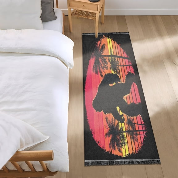 Bedroom Rug Bedroom Long Carpet Indoor Non-Slip Durable Carpet Floor Mat Runner Rug Bedroom Hallway Carpet Machine Washable Bigfoot Pattern