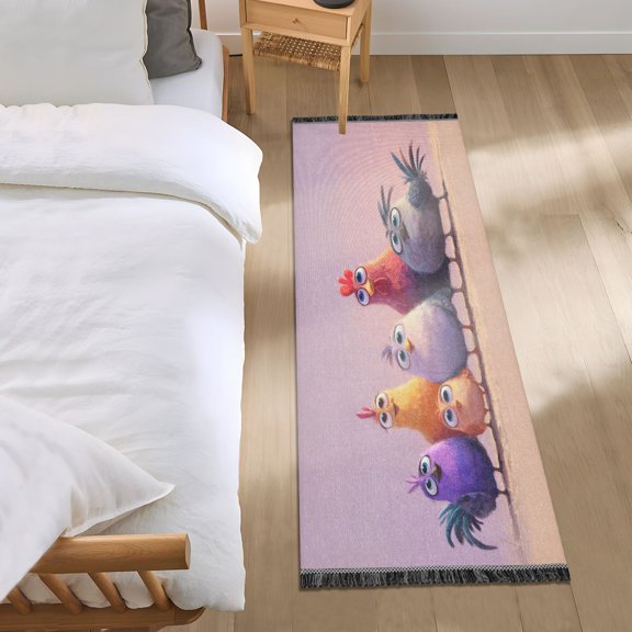 Bedroom Rug Bedroom Long Carpet Indoor Non-Slip Durable Carpet Floor Mat Runner Rug Bedroom Hallway Carpet Machine Washable Cartoon Chick Group